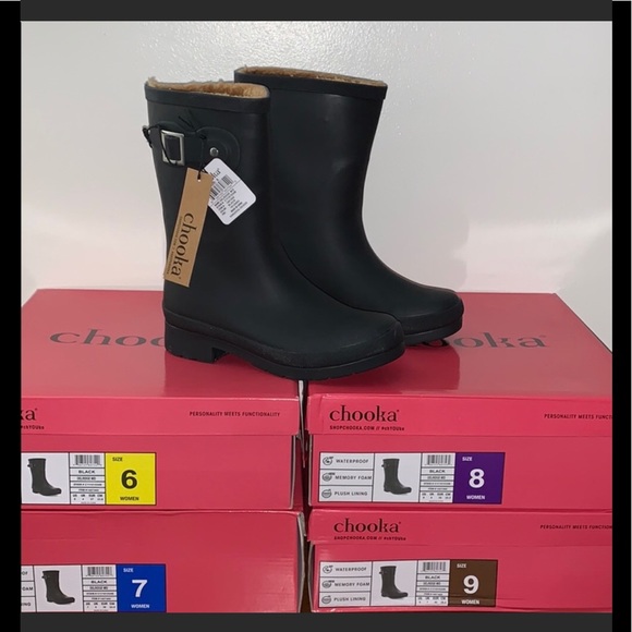 Chooka Rain Boots, Mid Height, Faux Fur, Black - Picture 5 of 10